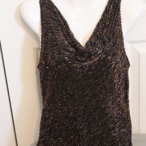 Beautiful J KARA New York beaded sleeveless scoop neck blouse party formal Small